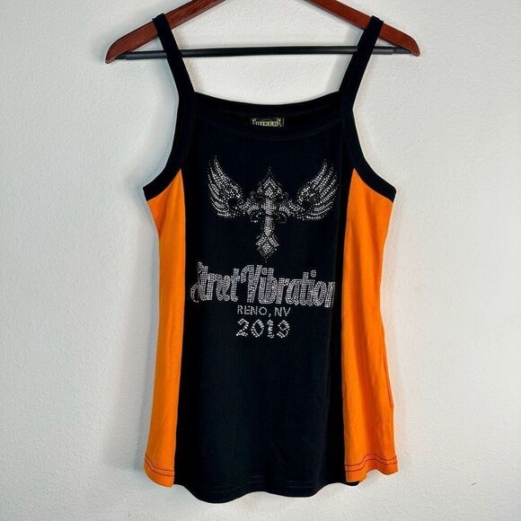Biker Clothing Women Street Vibrations Tank Top Rhinestone Embellished Y2K Inspo - Picture 1 of 7